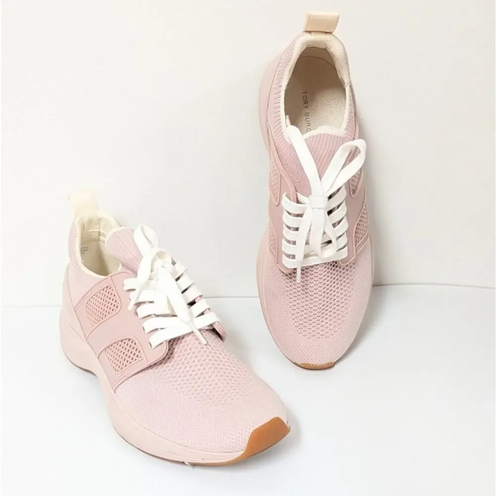 Tory Burch T Sock Runner Sneaker Womens 9.5M Pink Lace-up Low Top Trainers